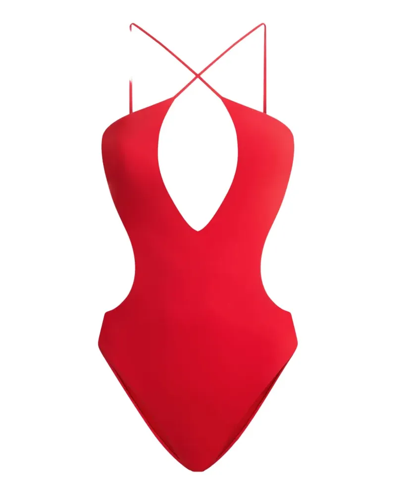 Moschino cut-out halterneck swimsuit - Rot Rot