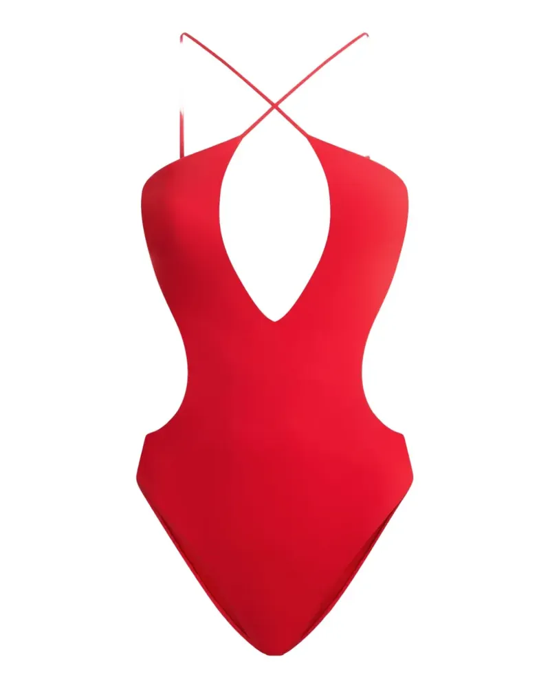 Moschino Neckholder-Badeanzug mit Cut-Outs - Rot Rot
