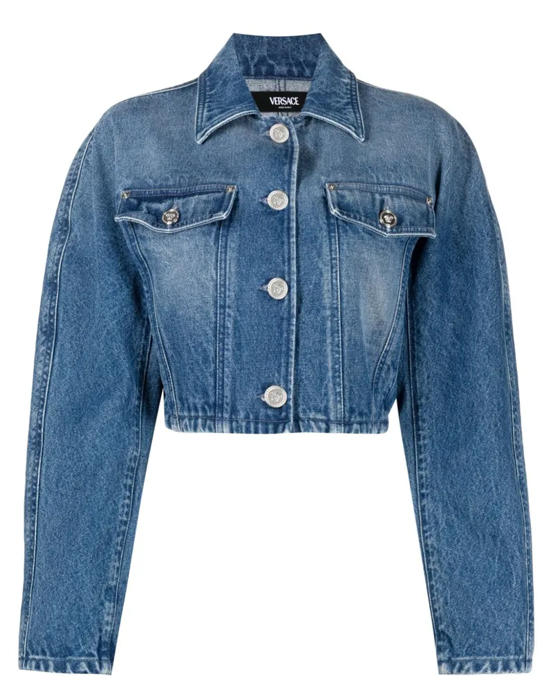 Versace Klassische Cropped-Jeansjacke - Blau Blau