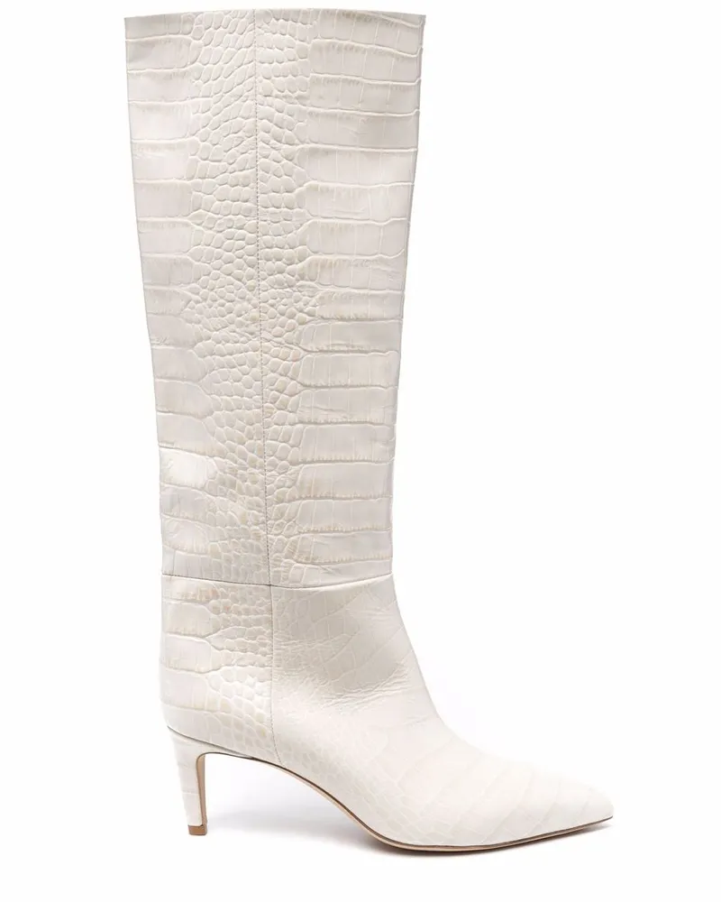 Paris Texas Stiletto-Stiefel mit Kroko-Effekt - Weiß Weiß