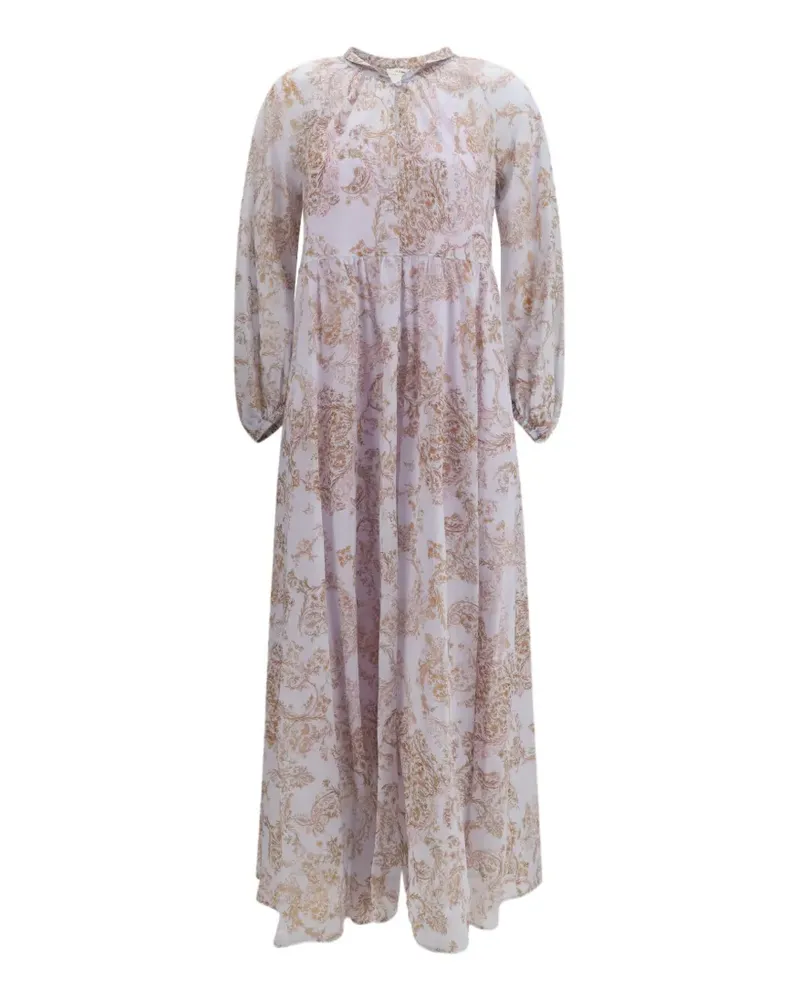 forte_forte Kleid in A-Linie mit Blumen - Violett Violett