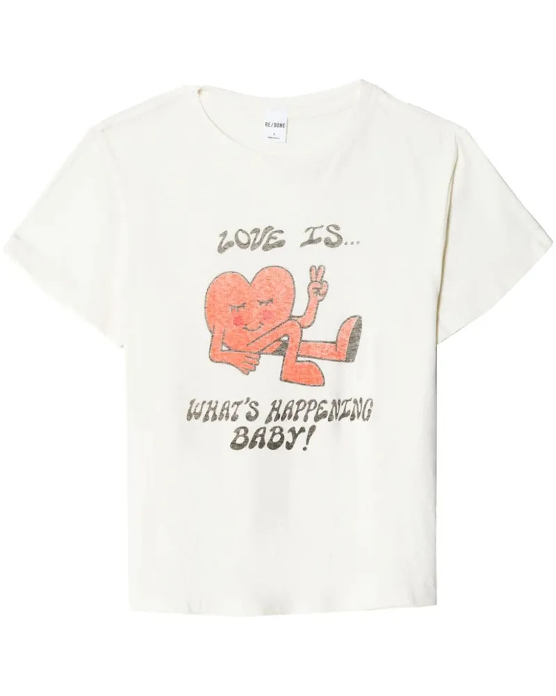 RE/DONE T-Shirt mit Classic What Happening-Print Weiß