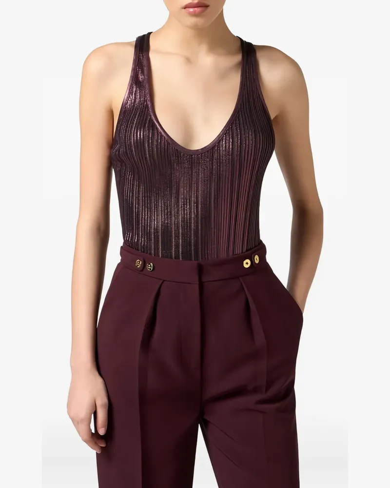Elisabetta Franchi Geripptes Strickoberteil - Rot Rot