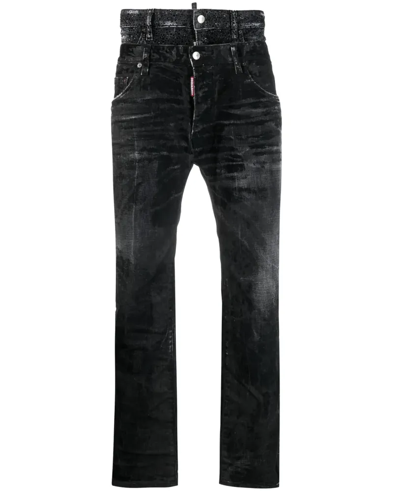 Dsquared2 Slim-Fit-Jeans mit Kristallen - Schwarz Schwarz