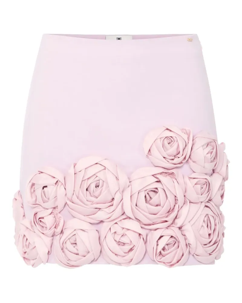 Elisabetta Franchi Minirock mit Blumendetail - Rosa Rosa