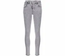 Skinny-Jeans mit hohem Bund - Grau