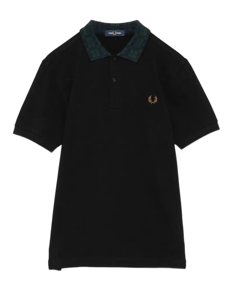 Fred Perry Black Watch Tartan embroidered polo shirt - Schwarz Schwarz