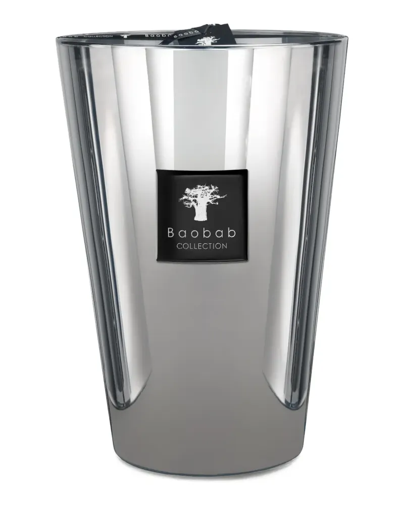 Baobab Collection Große Platinum Kerze mit Logo-Detail - Silber Silber