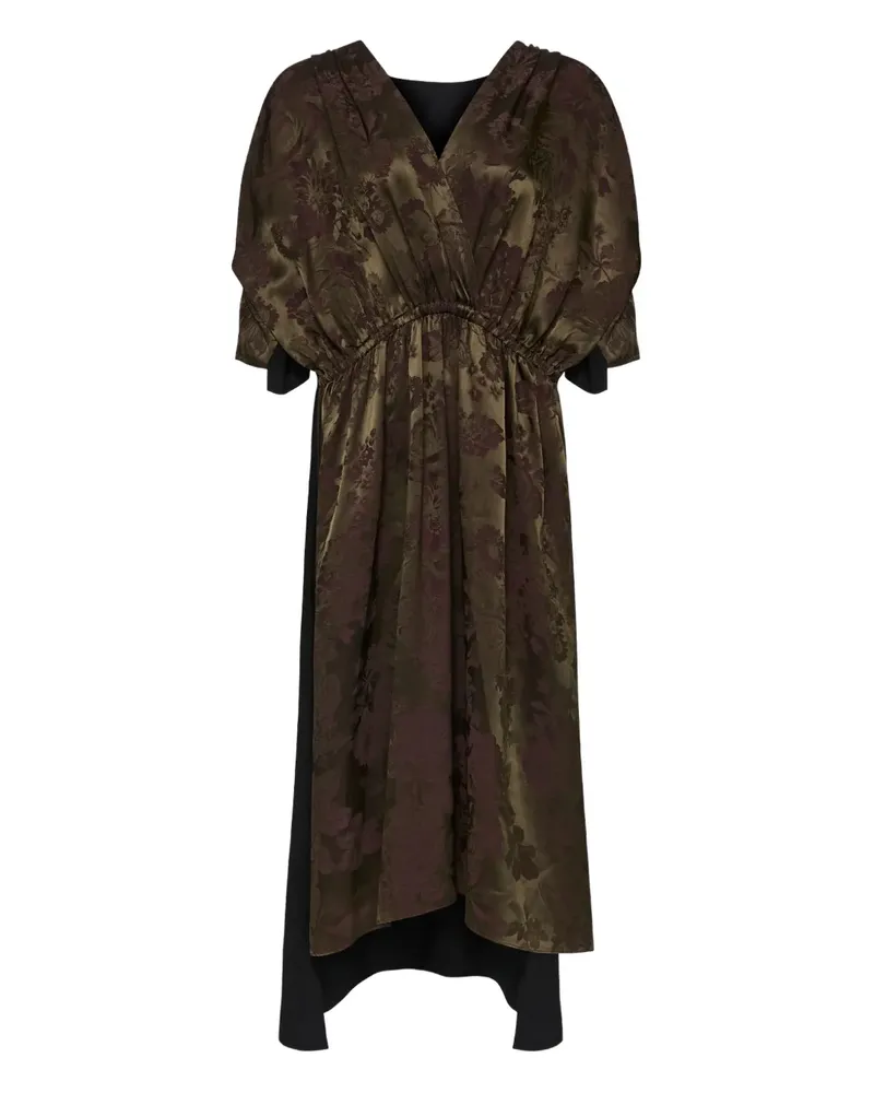 Maison Margiela Gerafftes Midikleid mit Blumen-Print - Braun Braun