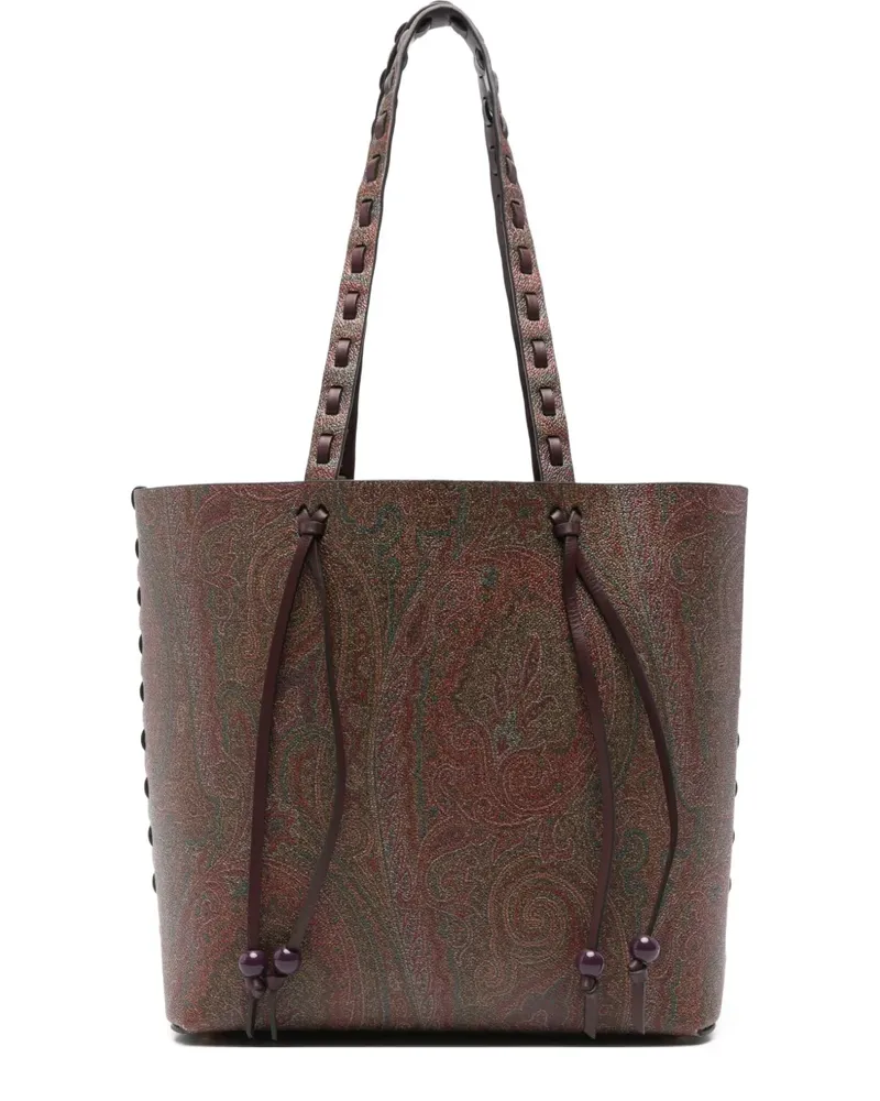 Etro Paisley-Tote Bag mit geflochtenem Henkel - Braun Braun