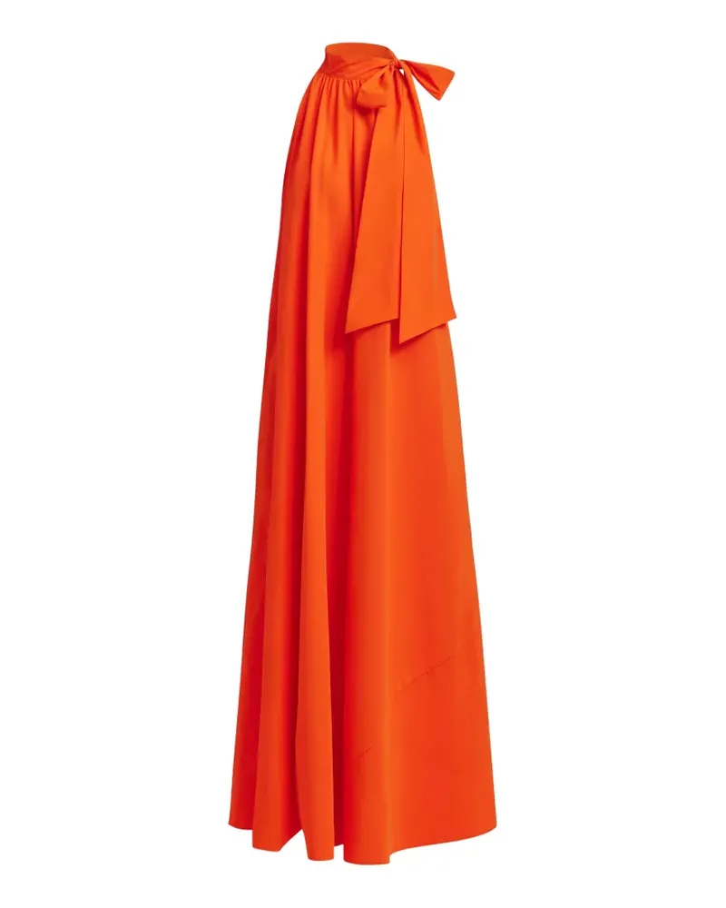 Essentiel A-Linien-Maxikleid mit Knotendetail - Orange Orange