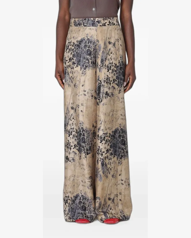 Antonio Marras floral-print silk wide-leg trousers - Nude Nude