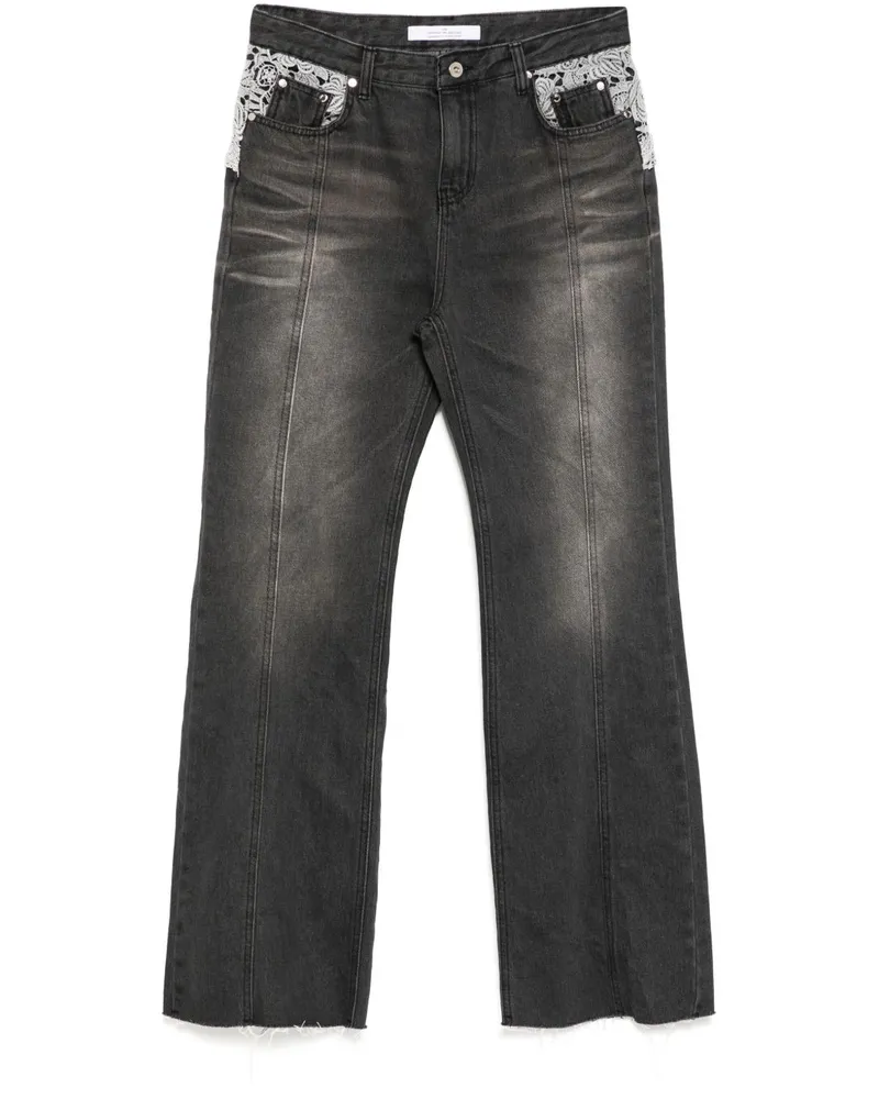 Rokh Jeans mit Spitzendetail - Schwarz Schwarz