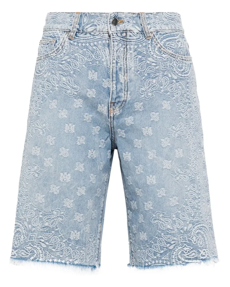 Amiri Jeans-Shorts aus Bandana-Jacquard Blau