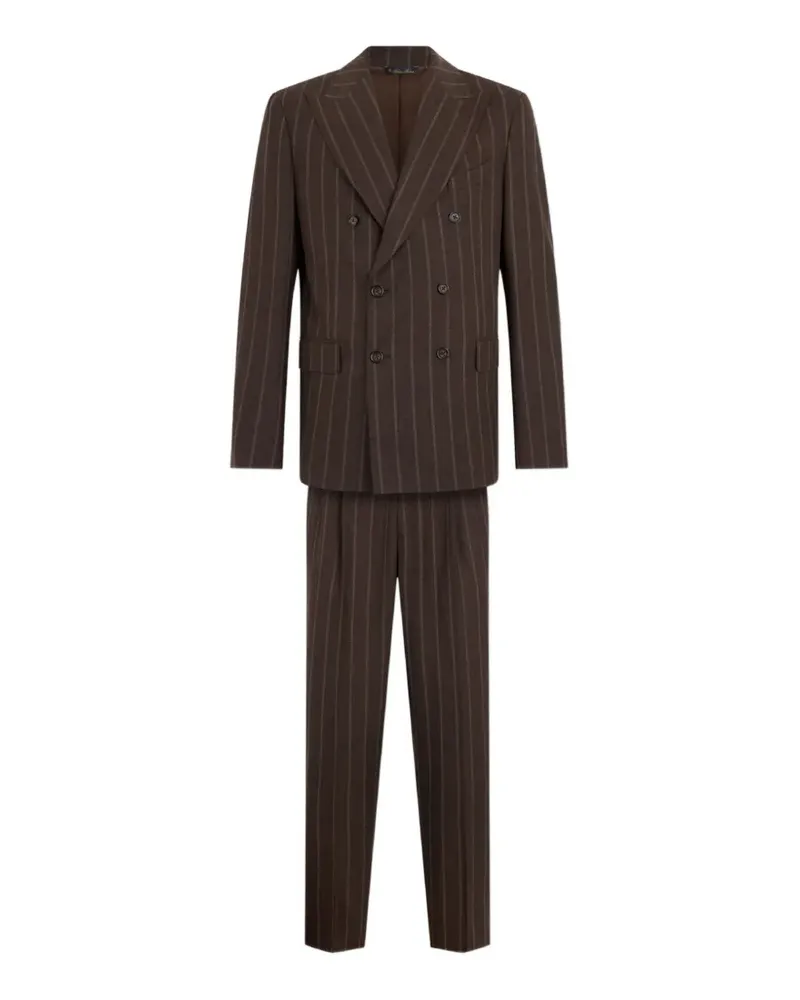 Brooks Brothers Doppelreihiger Anzug mit Nadelstreifen - Braun Braun