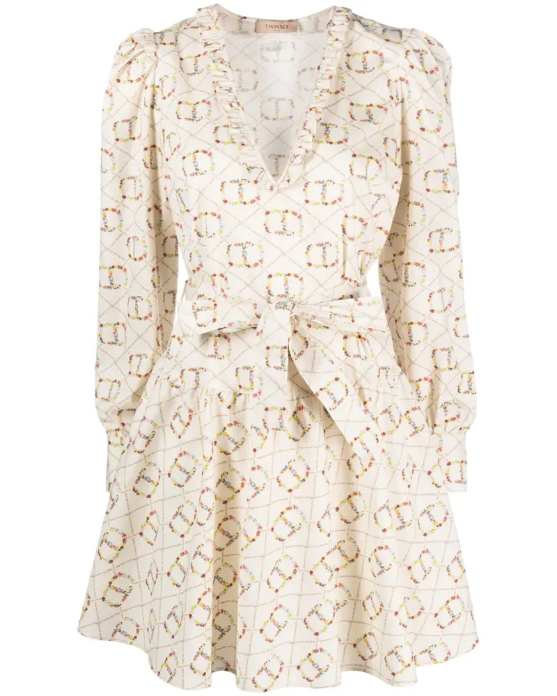 Twin-Set Minikleid mit Logo-Print - Nude Nude