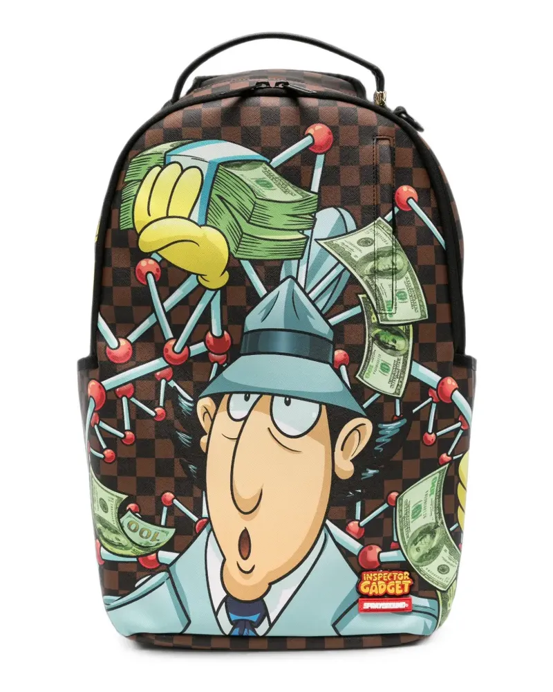 Sprayground Karierter Instector Gadget Rucksack mit grafischem Print - Braun Braun