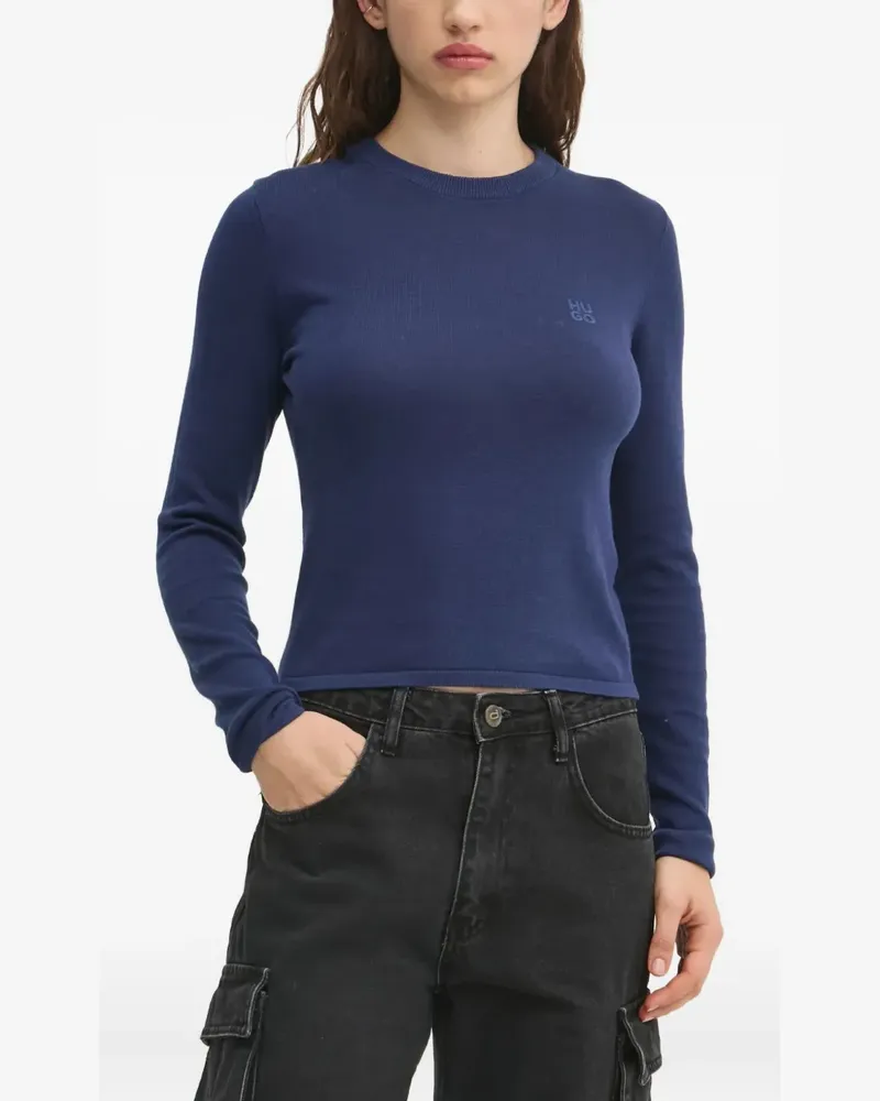 HUGO BOSS logo-embroidered sweater - Blau Blau