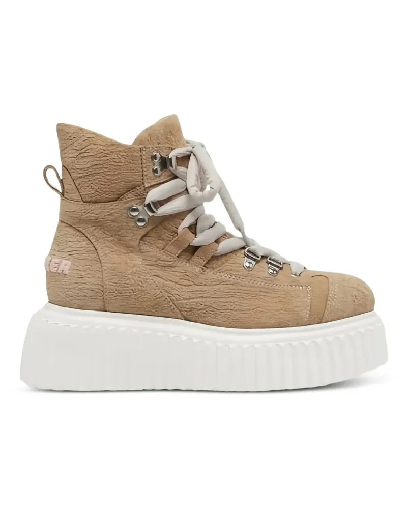 Attilio Giusti Leombruni textured lace-up fastening boots - Braun Braun