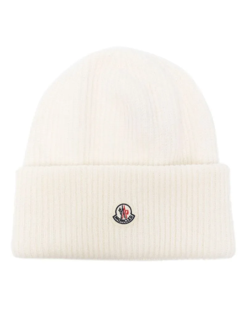 Moncler Beanie mit Logo-Patch Nude