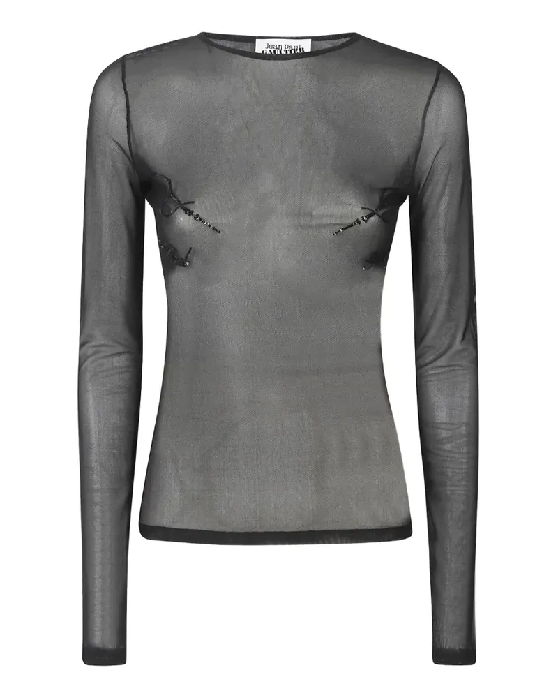 Jean Paul Gaultier sequin-embroidered mesh top - Schwarz Schwarz