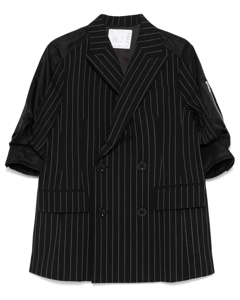 Sacai Gestreiftes Sakko - Schwarz Schwarz