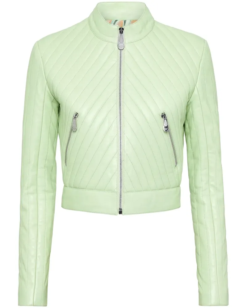 Philipp Plein Bikerjacke aus Leder - Grün Grün