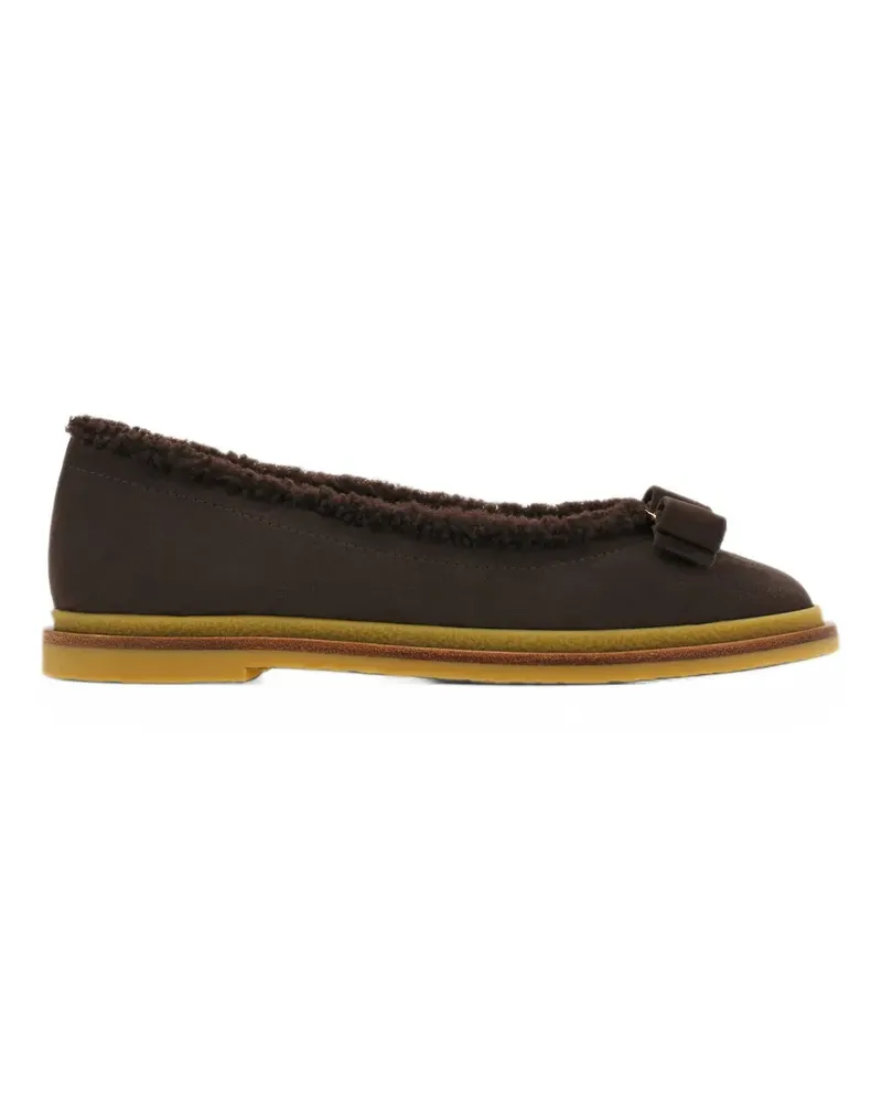 Ferragamo Ballerinas aus Merinowolle mit Vara-Schleife - Braun Braun