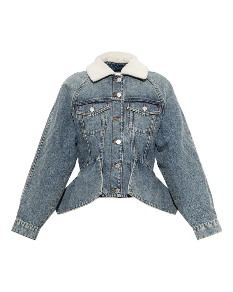 Balmain Jeansjacke mit Shearling-Kragen - Blau Blau