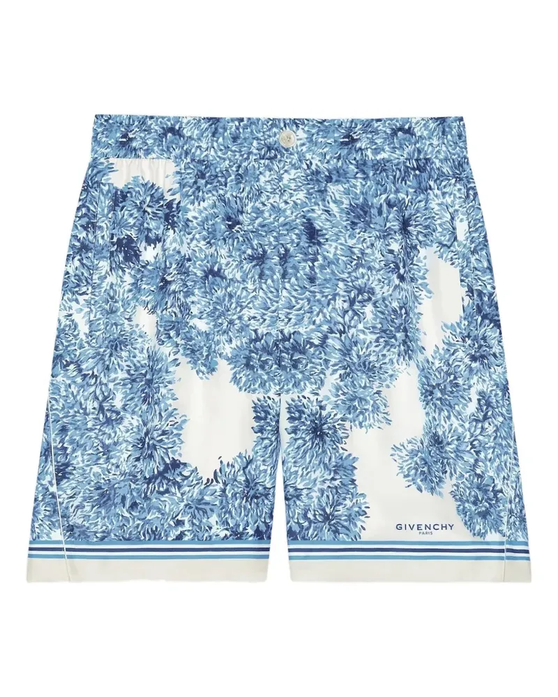Givenchy Couture Seam Bermudas aus Seide mit Pompon-Print - Blau Blau