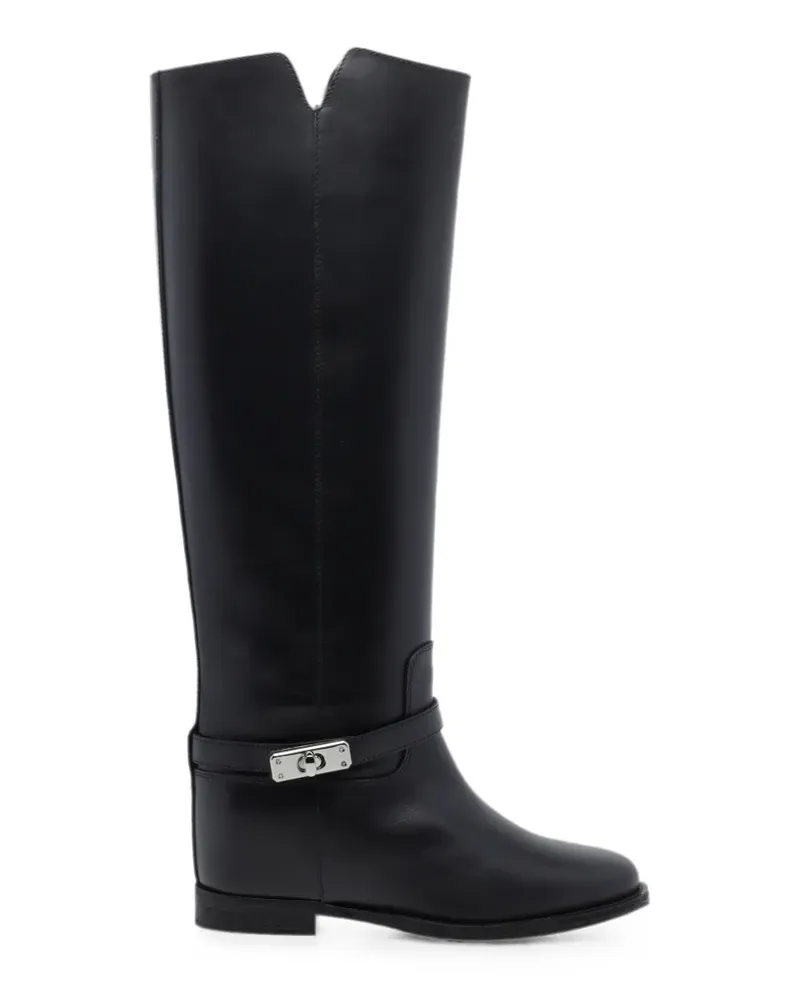 Via Roma 15 padlock leather boots - Schwarz Schwarz