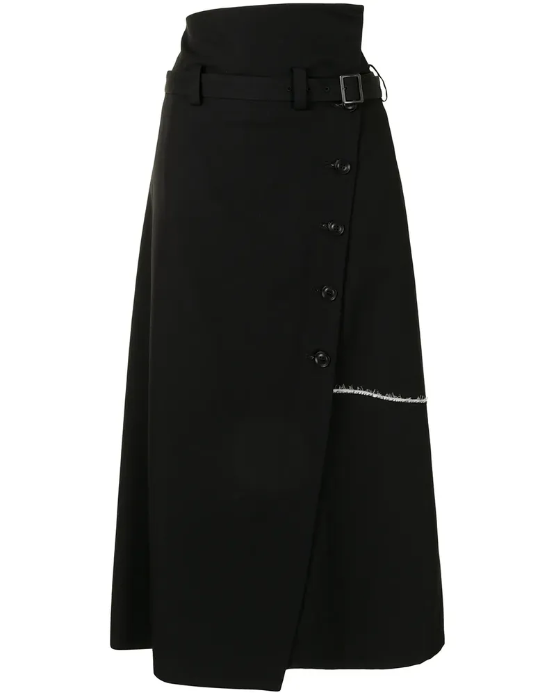 Yohji Yamamoto Asymmetrischer Midirock - Schwarz Schwarz