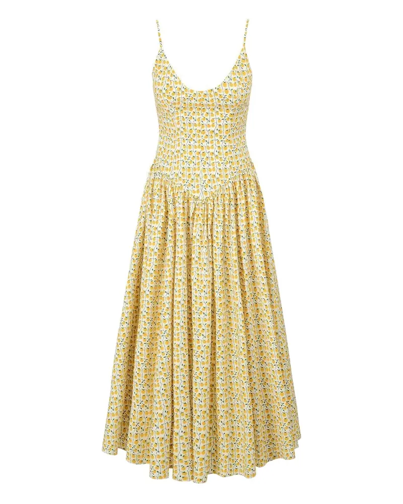 STAUD Dena floral-print midi dress - Gelb Gelb
