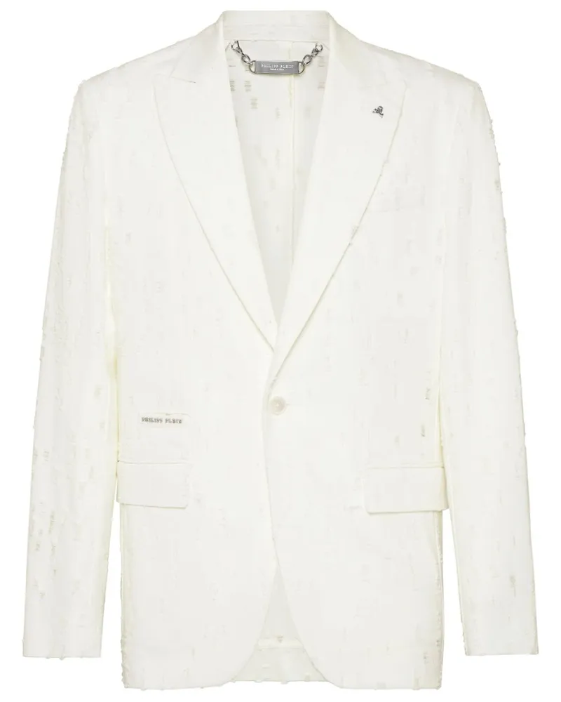 Philipp Plein Sakko im Distressed-Look - Weiß Weiß