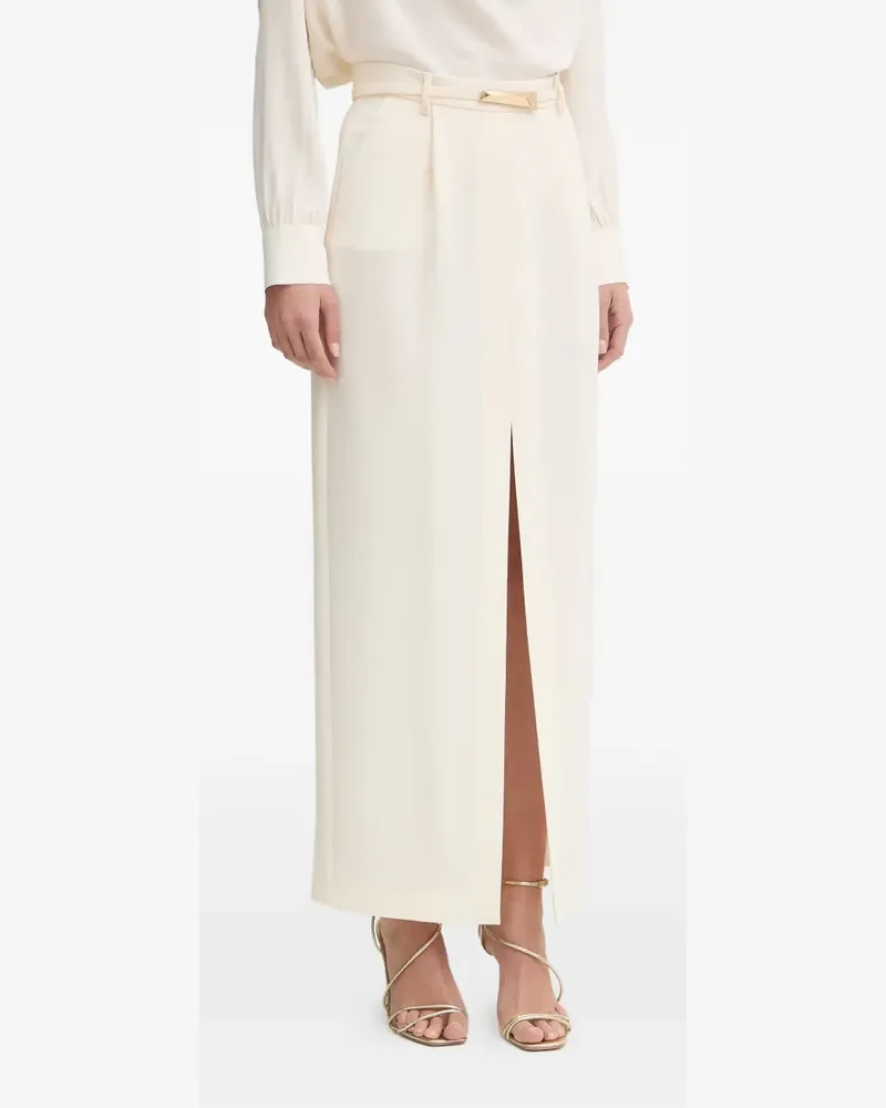 Simona Corsellini belted front-slit long skirt - Nude Nude