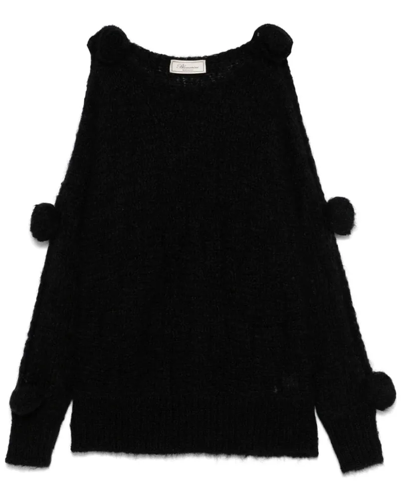 Blumarine Pullover mit Blumenapplikation - Schwarz Schwarz