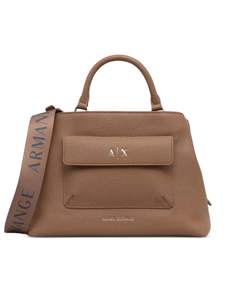 Armani Exchange Tote Bag mit Logo-Schild - Braun Braun