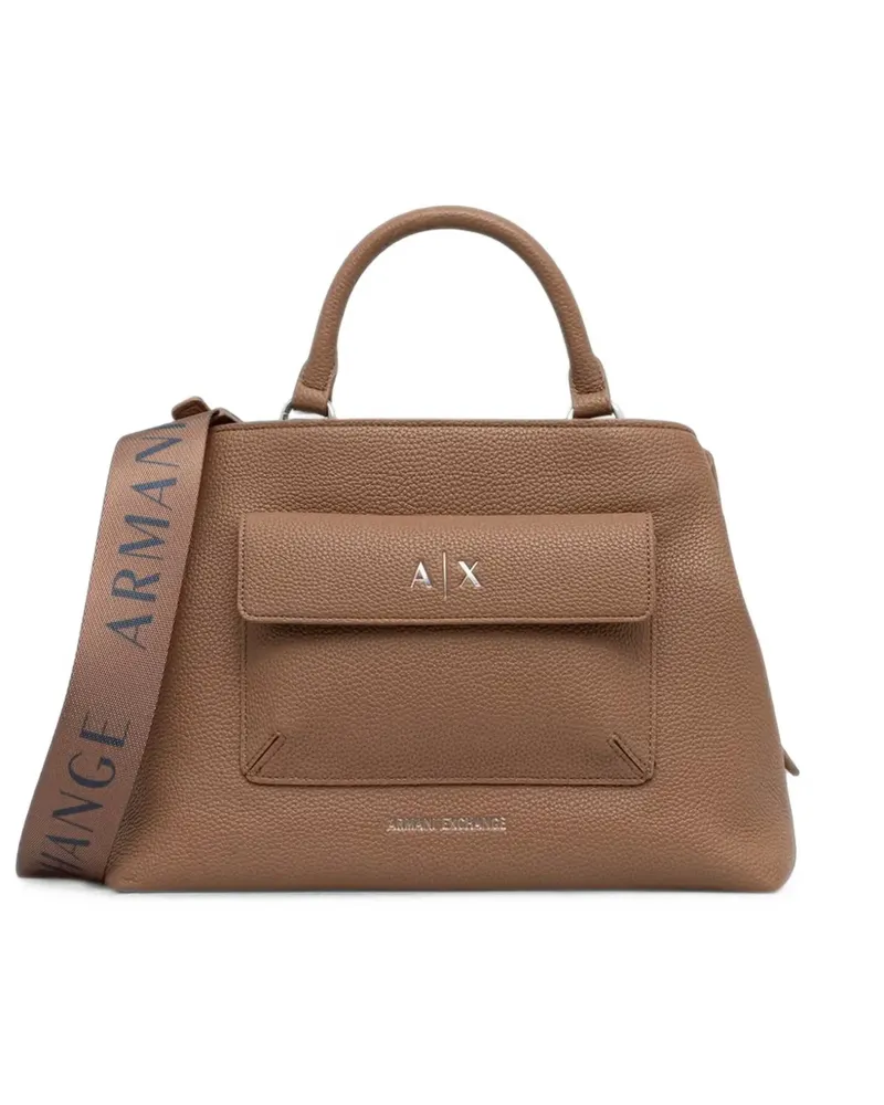 Armani Exchange Tote Bag mit Logo-Schild - Braun Braun