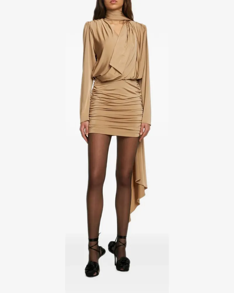 Magda Butrym Gerafftes Minikleid mit Schaldetail - Nude Nude