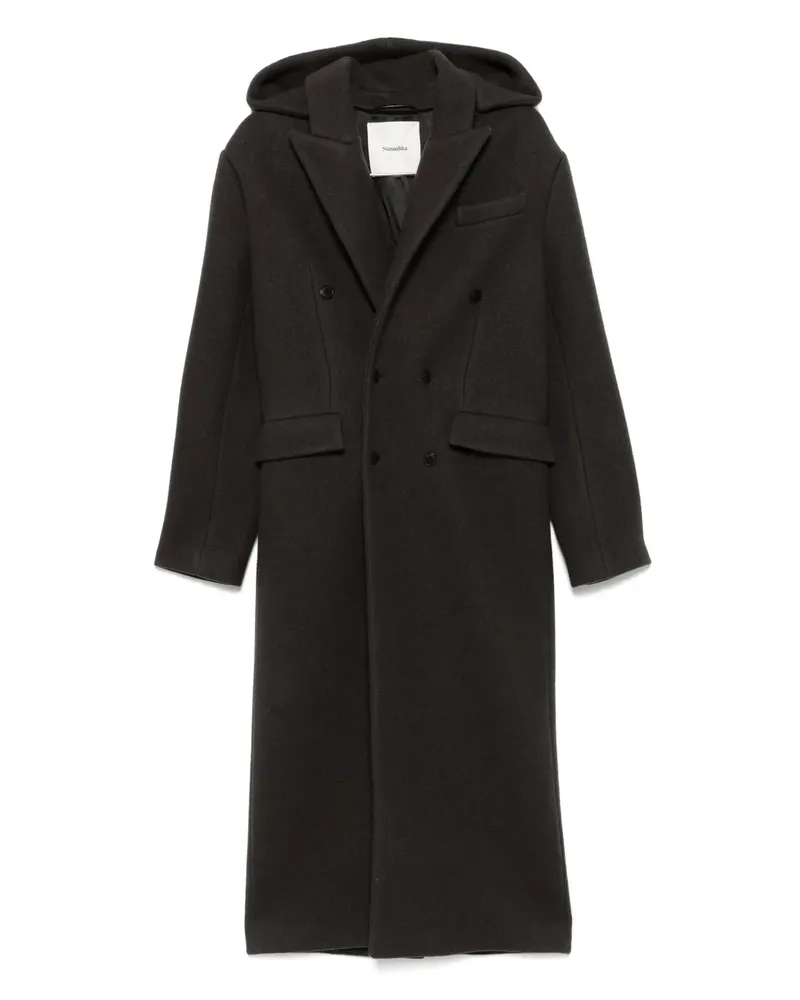 Nanushka Doppelreihiger Kapuzenmantel - Grün Grün