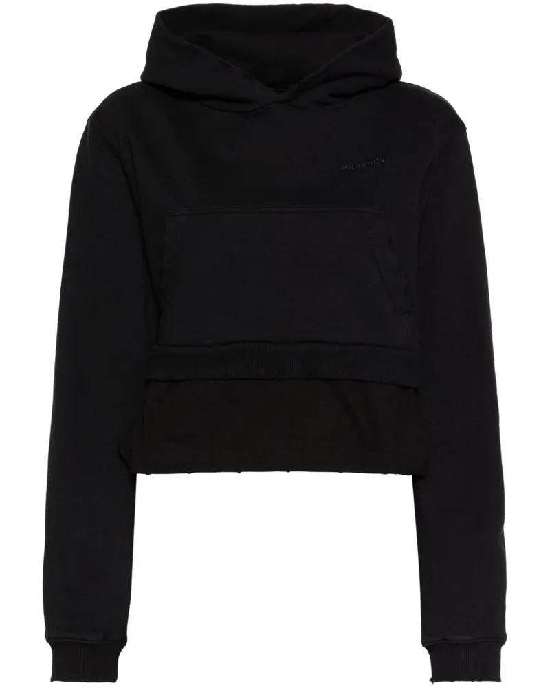 WE 11 DONE Hoodie im Layering-Look mit Kunstperlen - Schwarz Schwarz
