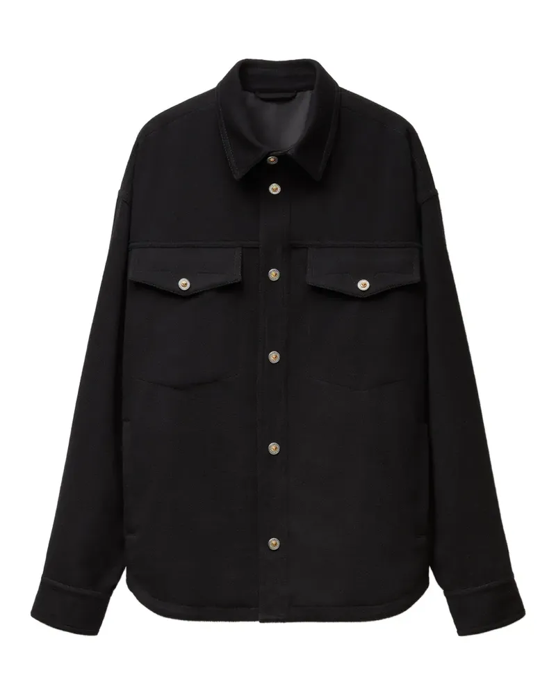 Versace Hemdjacke mit Logo-Knopf - Schwarz Schwarz