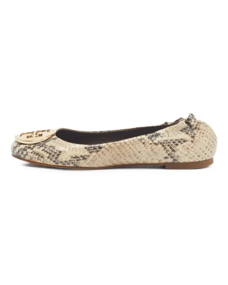 Tory Burch Minnie python-effect ballet flats - Nude Nude