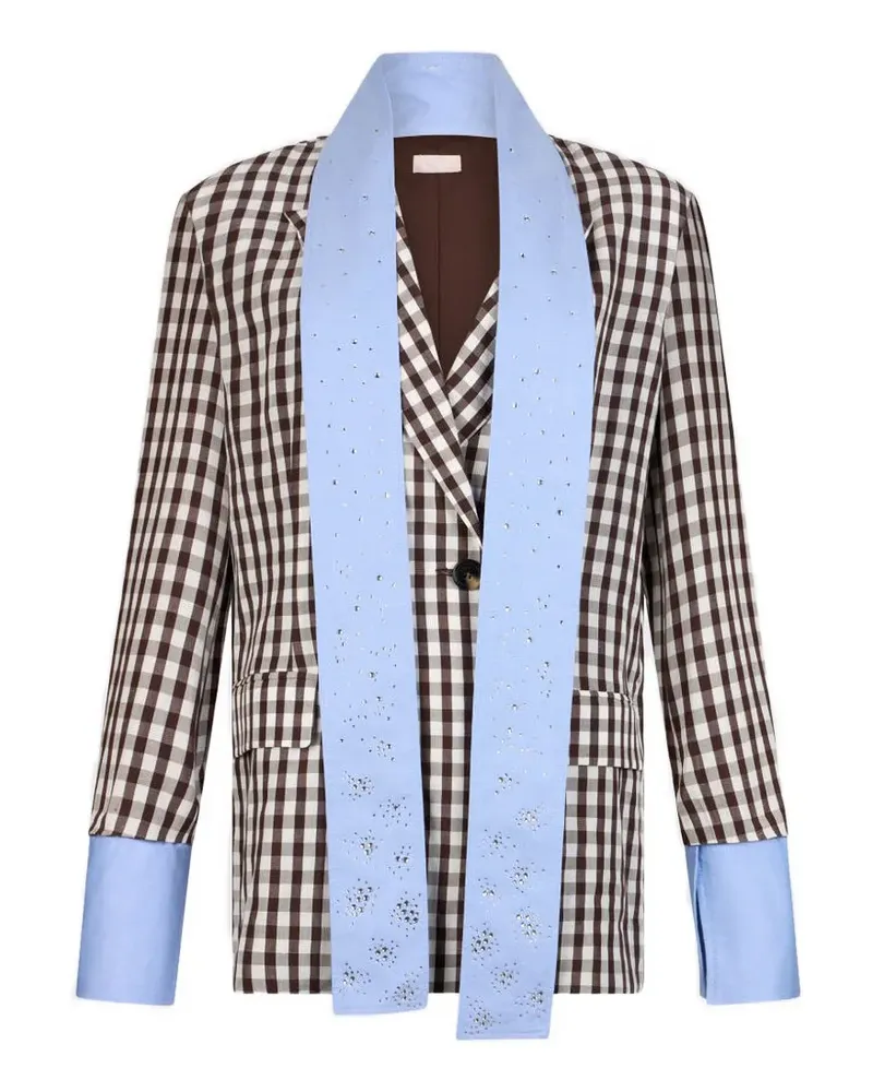 Liu Jo gingham-check double-breasted blazer - Braun Braun