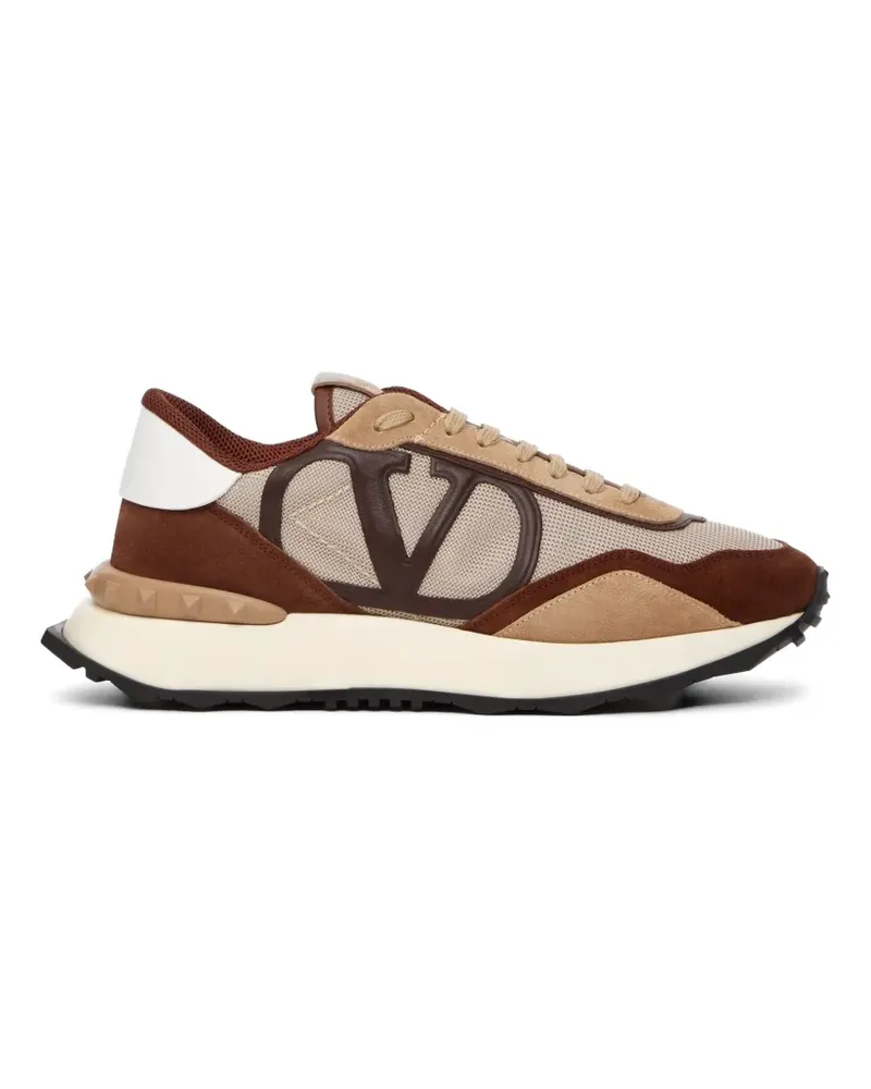 Valentino Garavani Netrunner fabric and suede trainers - Nude Nude