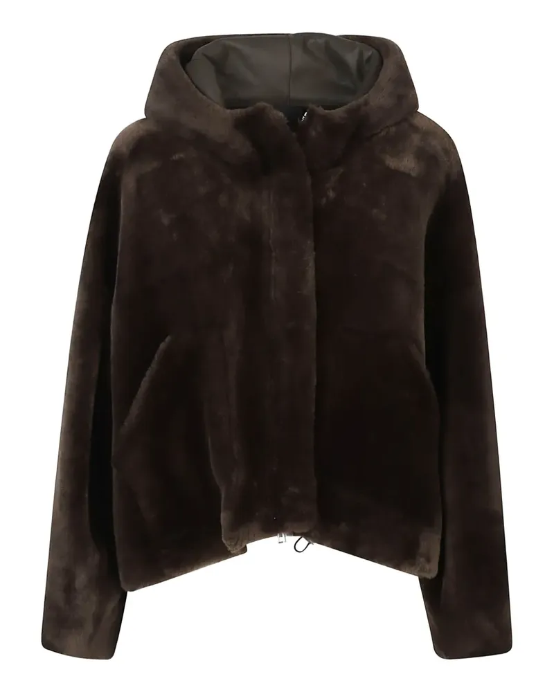 BLANCHA hooded sheepskin jacket - Braun Braun