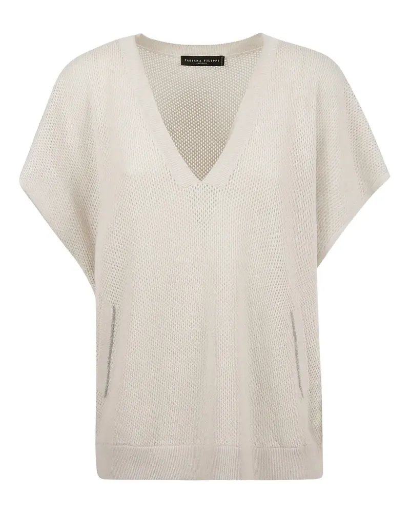 Fabiana Filippi V-neck wool top - Nude Nude