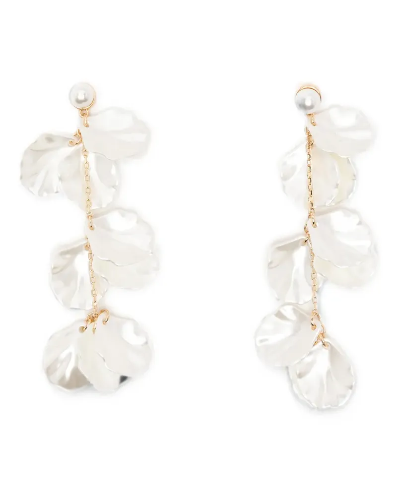 Self-Portrait petal-detail drop earrings - Gold Gold