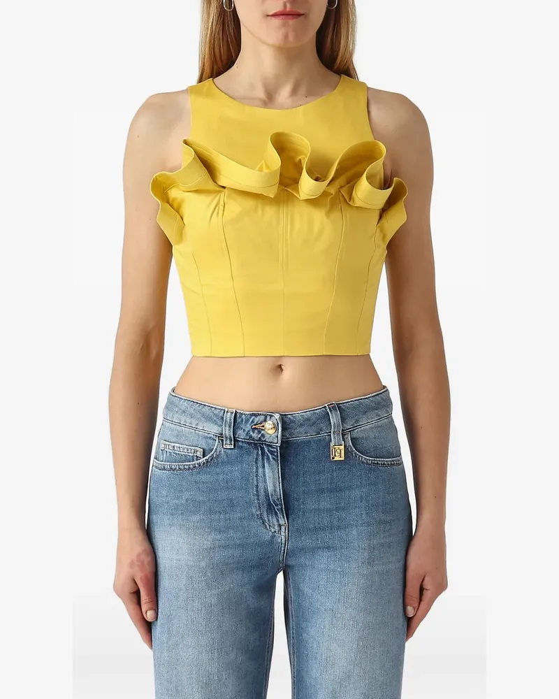 Elisabetta Franchi Cropped-Tanktop mit Rüschendetail - Gelb Gelb