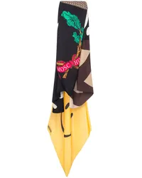 Moschino Asymmetrischer Seidenrock mit Print-Mix Schwarz